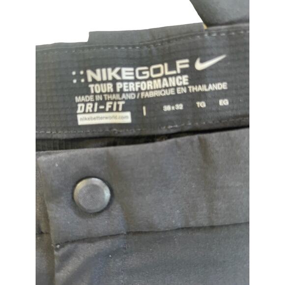 Nike Golf Tour Performance Men's Size 38x32 Dri-Fit Black Flat Front Pants - Picture 3 of 3